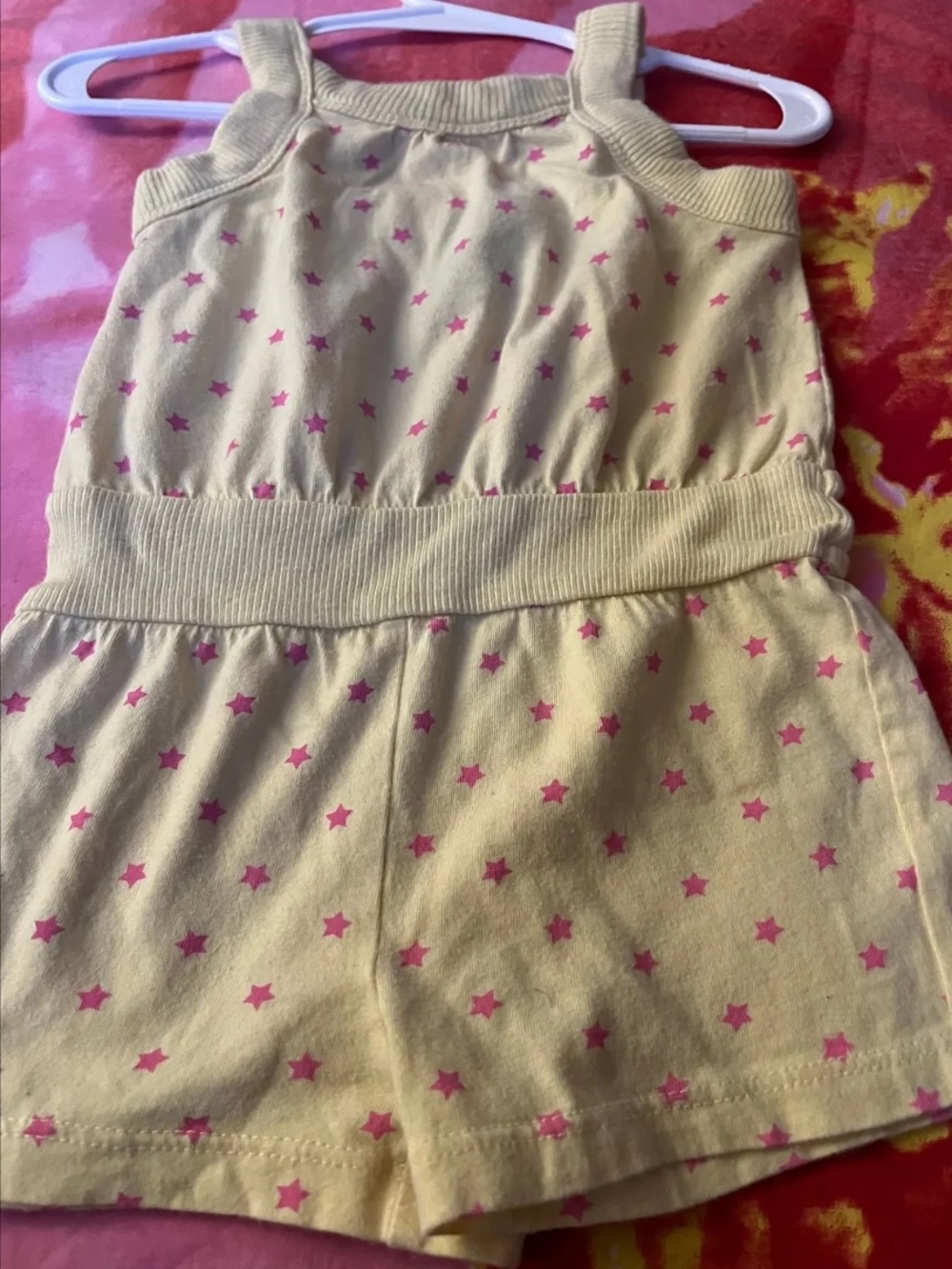 Circo Yellow Infant Romper with Pink Star Accents